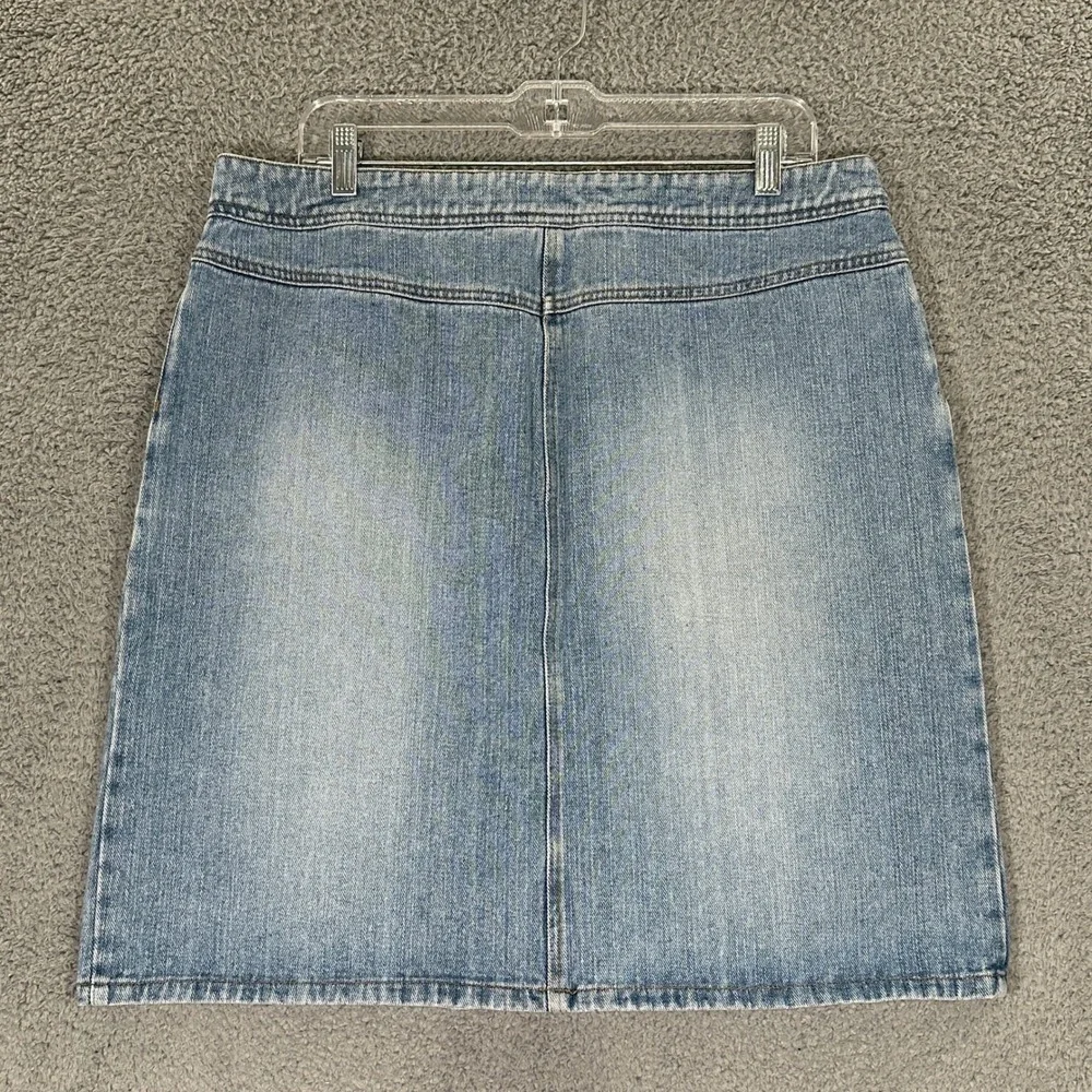 Old Navy Denim Skirt Women 16 Blue Excellent Button Front A-Line Mini Cotton